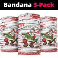Christmas Fishing Neck Gaiter with Santa Claus Fish Tree and Red Snowflake Pattern - Wonder Print Shop