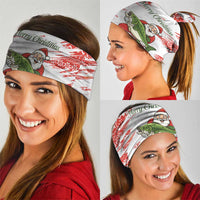 Christmas Fishing Neck Gaiter with Santa Claus Fish Tree and Red Snowflake Pattern - Wonder Print Shop