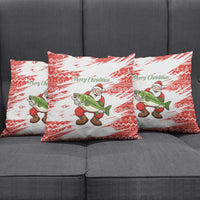 Christmas Fishing Pillow Cover with Santa Claus Fish Tree and Red Snowflake Pattern - Wonder Print Shop