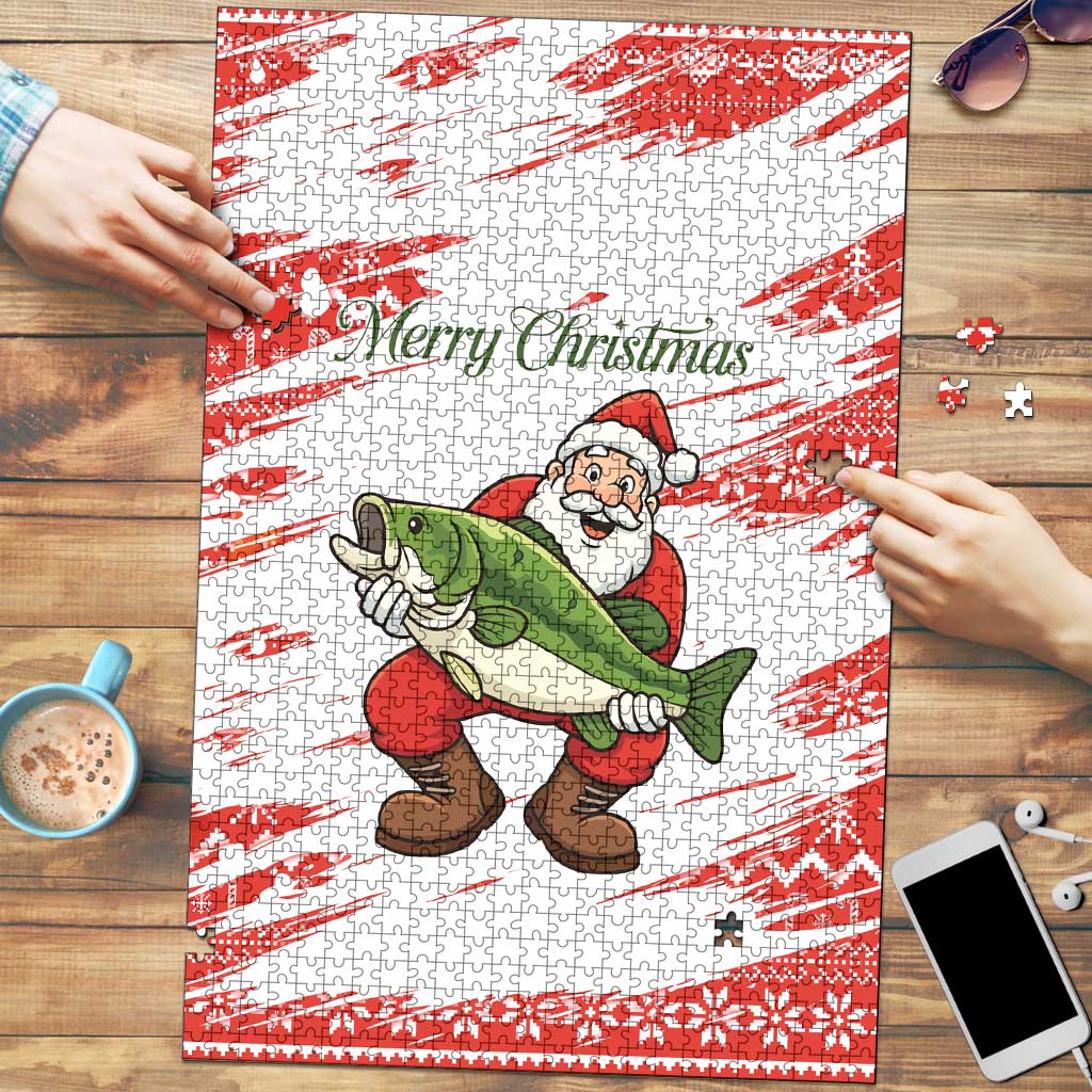Christmas Fishing Puzzle with Santa Claus Fish Tree and Red Snowflake Pattern - Wonder Print Shop
