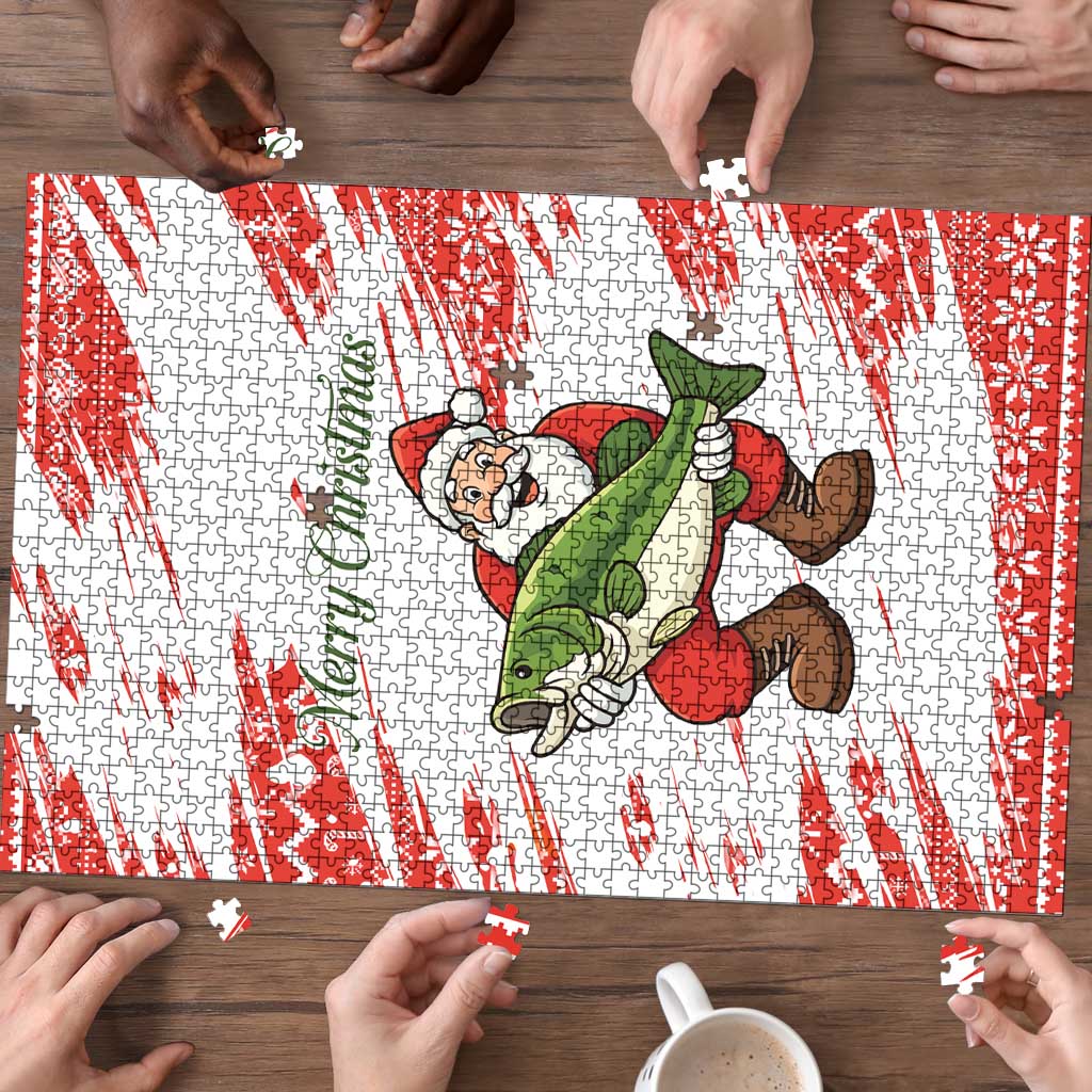 Christmas Fishing Puzzle with Santa Claus Fish Tree and Red Snowflake Pattern - Wonder Print Shop