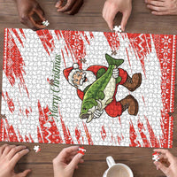 Christmas Fishing Puzzle with Santa Claus Fish Tree and Red Snowflake Pattern - Wonder Print Shop