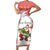 Christmas Fishing Short Sleeve Bodycon Dress with Santa Claus Fish Tree and Red Snowflake Pattern - Wonder Print Shop