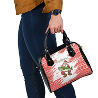 Christmas Fishing Shoulder Handbag with Santa Claus Fish Tree and Red Snowflake Pattern - Wonder Print Shop