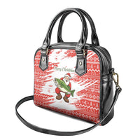Christmas Fishing Shoulder Handbag with Santa Claus Fish Tree and Red Snowflake Pattern - Wonder Print Shop