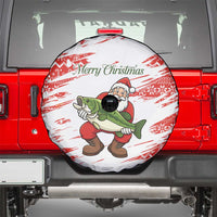 Christmas Fishing Spare Tire Cover with Santa Claus Fish Tree and Red Snowflake Pattern - Wonder Print Shop