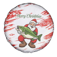 Christmas Fishing Spare Tire Cover with Santa Claus Fish Tree and Red Snowflake Pattern - Wonder Print Shop