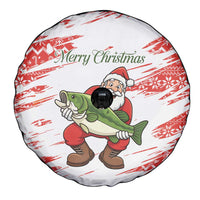 Christmas Fishing Spare Tire Cover with Santa Claus Fish Tree and Red Snowflake Pattern - Wonder Print Shop