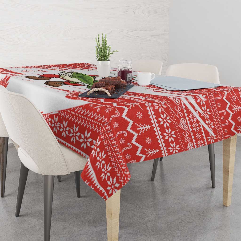 Christmas Fishing Tablecloth with Santa Claus Fish Tree and Red Snowflake Pattern - Wonder Print Shop