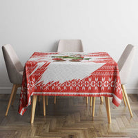 Christmas Fishing Tablecloth with Santa Claus Fish Tree and Red Snowflake Pattern - Wonder Print Shop