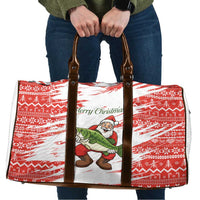 Christmas Fishing Travel Bag with Santa Claus Fish Tree and Red Snowflake Pattern - Wonder Print Shop