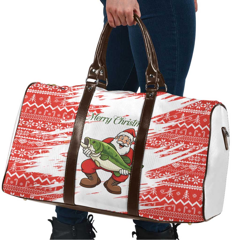 Christmas Fishing Travel Bag with Santa Claus Fish Tree and Red Snowflake Pattern - Wonder Print Shop