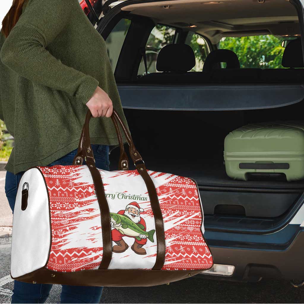 Christmas Fishing Travel Bag with Santa Claus Fish Tree and Red Snowflake Pattern - Wonder Print Shop