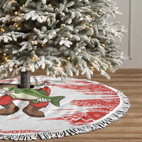 Christmas Fishing Tree Skirt with Santa Claus Fish Tree and Red Snowflake Pattern - Wonder Print Shop