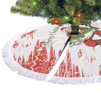 Christmas Fishing Tree Skirt with Santa Claus Fish Tree and Red Snowflake Pattern - Wonder Print Shop