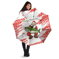 Christmas Fishing Umbrella with Santa Claus Fish Tree and Red Snowflake Pattern - Wonder Print Shop