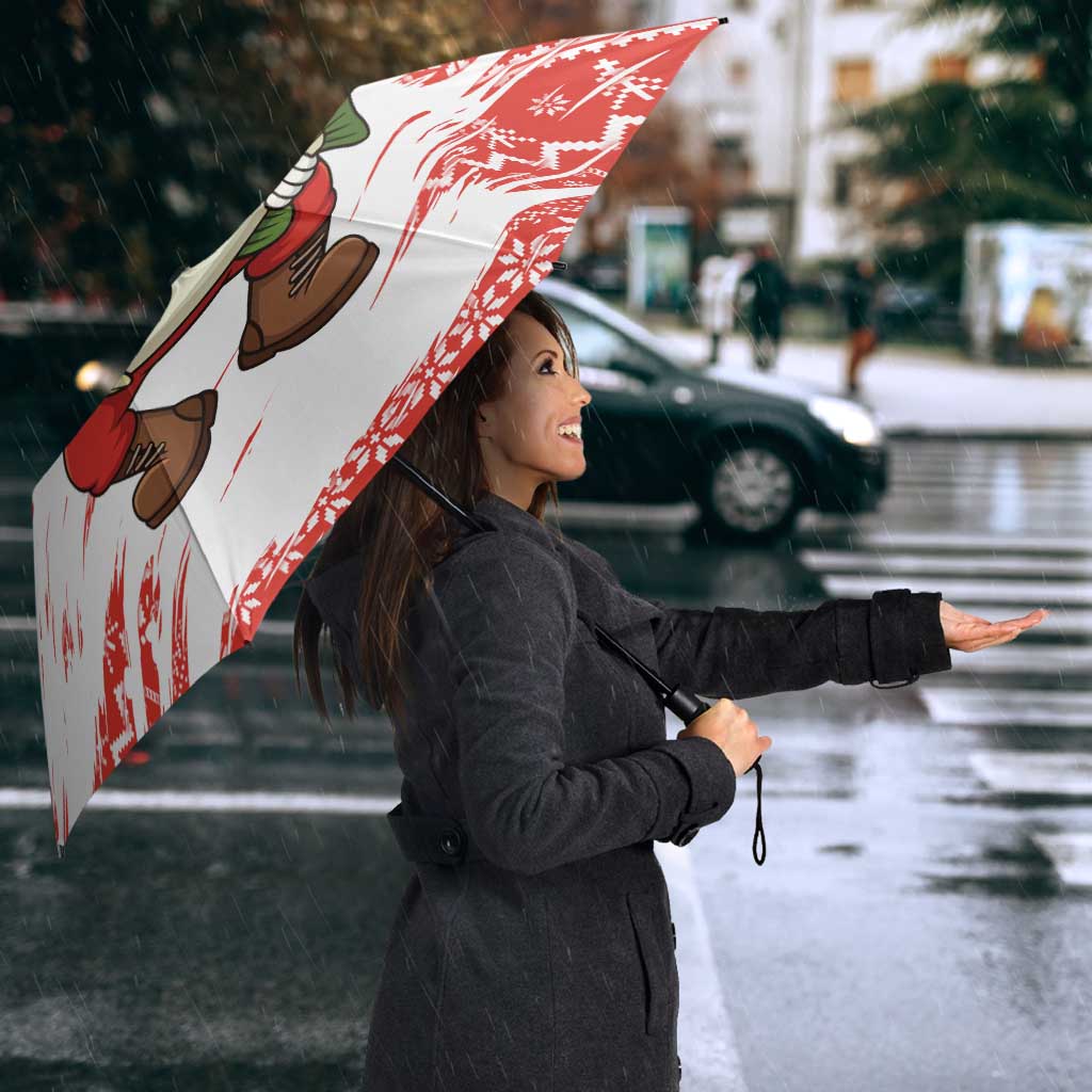 Christmas Fishing Umbrella with Santa Claus Fish Tree and Red Snowflake Pattern - Wonder Print Shop