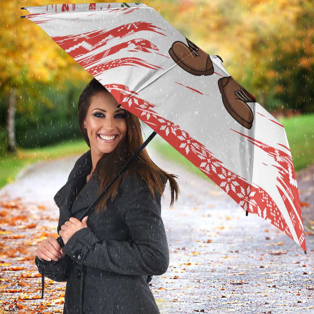 Christmas Fishing Umbrella with Santa Claus Fish Tree and Red Snowflake Pattern - Wonder Print Shop