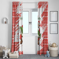 Christmas Fishing Window Curtain with Santa Claus Fish Tree and Red Snowflake Pattern - Wonder Print Shop