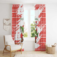 Christmas Fishing Window Curtain with Santa Claus Fish Tree and Red Snowflake Pattern - Wonder Print Shop