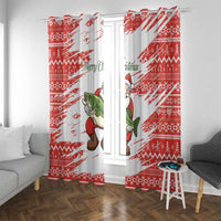 Christmas Fishing Window Curtain with Santa Claus Fish Tree and Red Snowflake Pattern - Wonder Print Shop