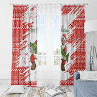 Christmas Fishing Window Curtain with Santa Claus Fish Tree and Red Snowflake Pattern - Wonder Print Shop