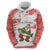 Christmas Fishing Zip Hoodie with Santa Claus Fish Tree and Red Snowflake Pattern - Wonder Print Shop