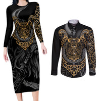 Viking Warrior Tatto Couples Matching Long Sleeve Bodycon Dress and Long Sleeve Button Shirts Valhalla Is Calling - Wonder Print Shop