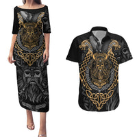Viking Warrior Tatto Couples Matching Puletasi Dress and Hawaiian Shirt Valhalla Is Calling - Wonder Print Shop