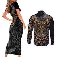 Viking Warrior Tatto Couples Matching Short Sleeve Bodycon Dress and Long Sleeve Button Shirts Valhalla Is Calling - Wonder Print Shop