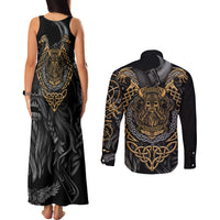 Viking Warrior Tatto Couples Matching Tank Maxi Dress and Long Sleeve Button Shirts Valhalla Is Calling - Wonder Print Shop
