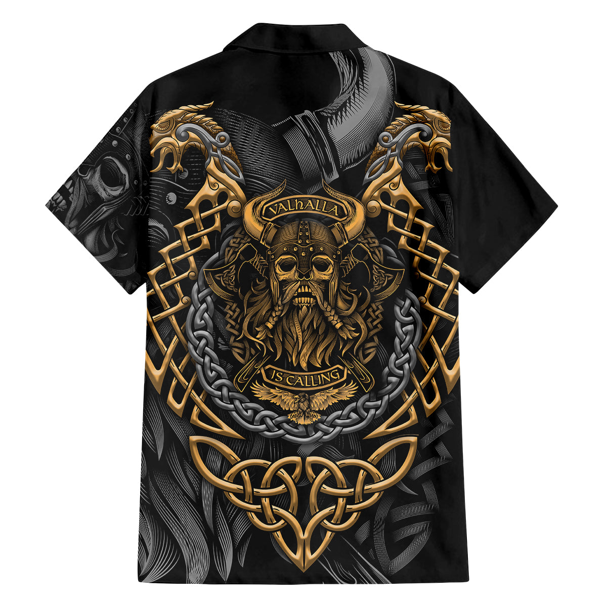 Viking Warrior Tatto Family Matching Long Sleeve Bodycon Dress and Hawaiian Shirt Valhalla Is Calling - Wonder Print Shop