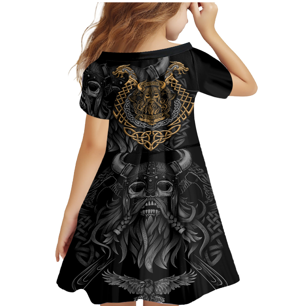 Viking Warrior Tatto Family Matching Mermaid Dress and Hawaiian Shirt Valhalla Is Calling - Wonder Print Shop