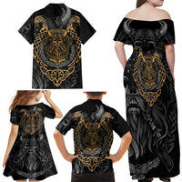 Viking Warrior Tatto Family Matching Off Shoulder Maxi Dress and Hawaiian Shirt Valhalla Is Calling - Wonder Print Shop