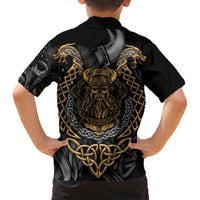 Viking Warrior Tatto Family Matching Short Sleeve Bodycon Dress and Hawaiian Shirt Valhalla Is Calling - Wonder Print Shop