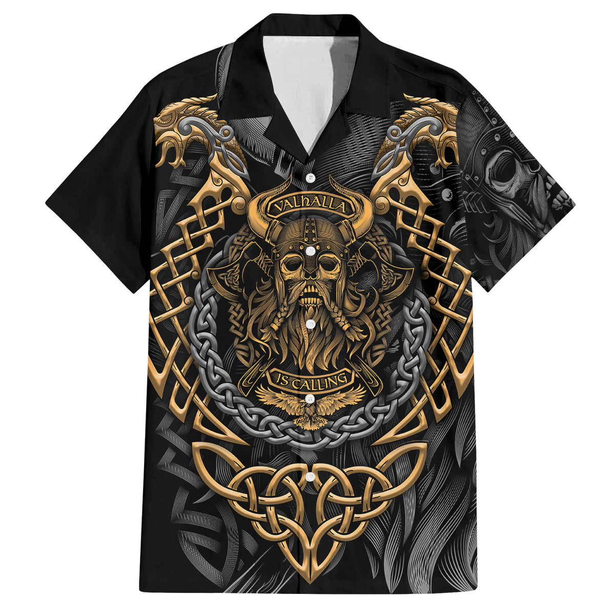 Viking Warrior Tatto Family Matching Summer Maxi Dress and Hawaiian Shirt Valhalla Is Calling - Wonder Print Shop