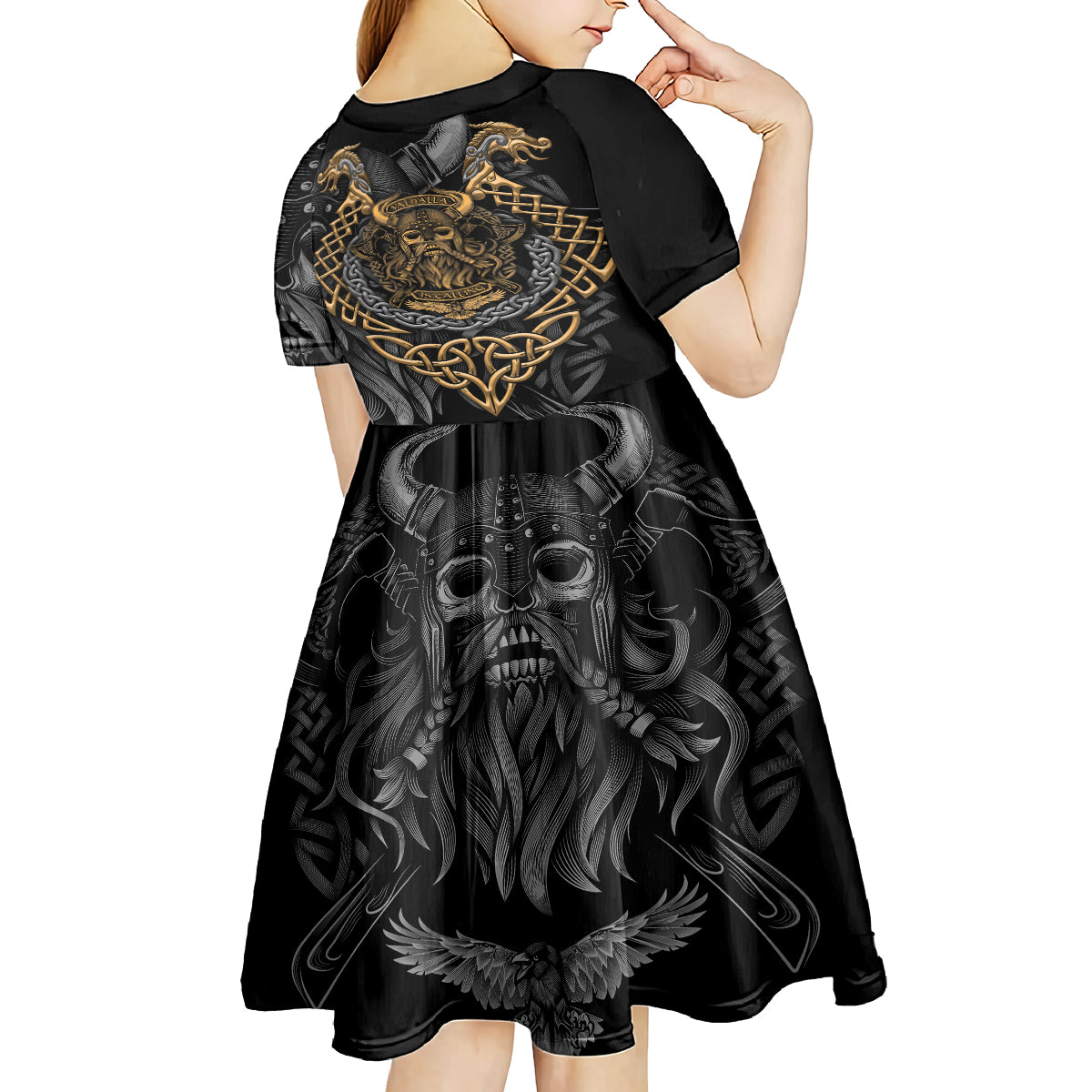 Viking Warrior Tatto Kid Short Sleeve Dress Valhalla Is Calling - Wonder Print Shop