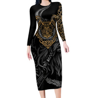 Viking Warrior Tatto Long Sleeve Bodycon Dress Valhalla Is Calling - Wonder Print Shop