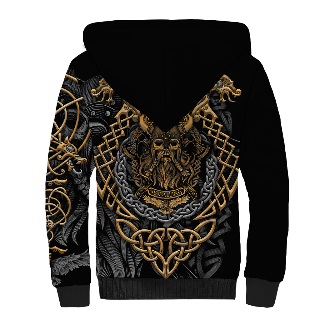 Viking Warrior Tatto Sherpa Hoodie Valhalla Is Calling - Wonder Print Shop