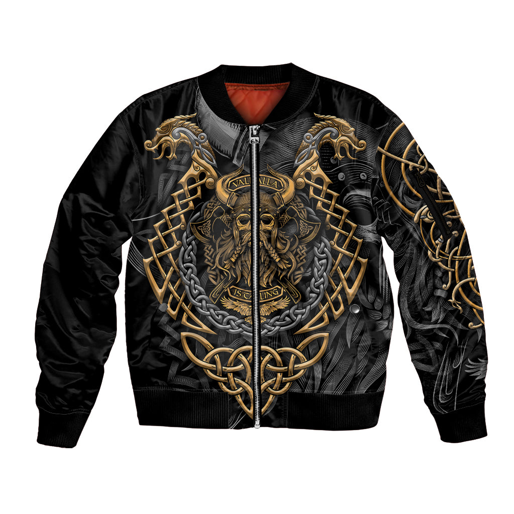 Viking Warrior Tatto Sleeve Zip Bomber Jacket Valhalla Is Calling - Wonder Print Shop
