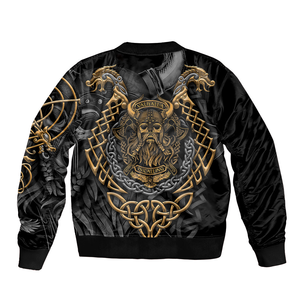 Viking Warrior Tatto Sleeve Zip Bomber Jacket Valhalla Is Calling - Wonder Print Shop