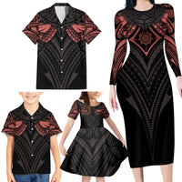 Feminine Polynesian Family Matching Long Sleeve Bodycon Dress and Hawaiian Shirt Mandala Tattoo Style - Wonder Print Shop