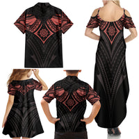 Feminine Polynesian Family Matching Summer Maxi Dress and Hawaiian Shirt Mandala Tattoo Style - Wonder Print Shop