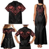 Feminine Polynesian Family Matching Tank Maxi Dress and Hawaiian Shirt Mandala Tattoo Style - Wonder Print Shop