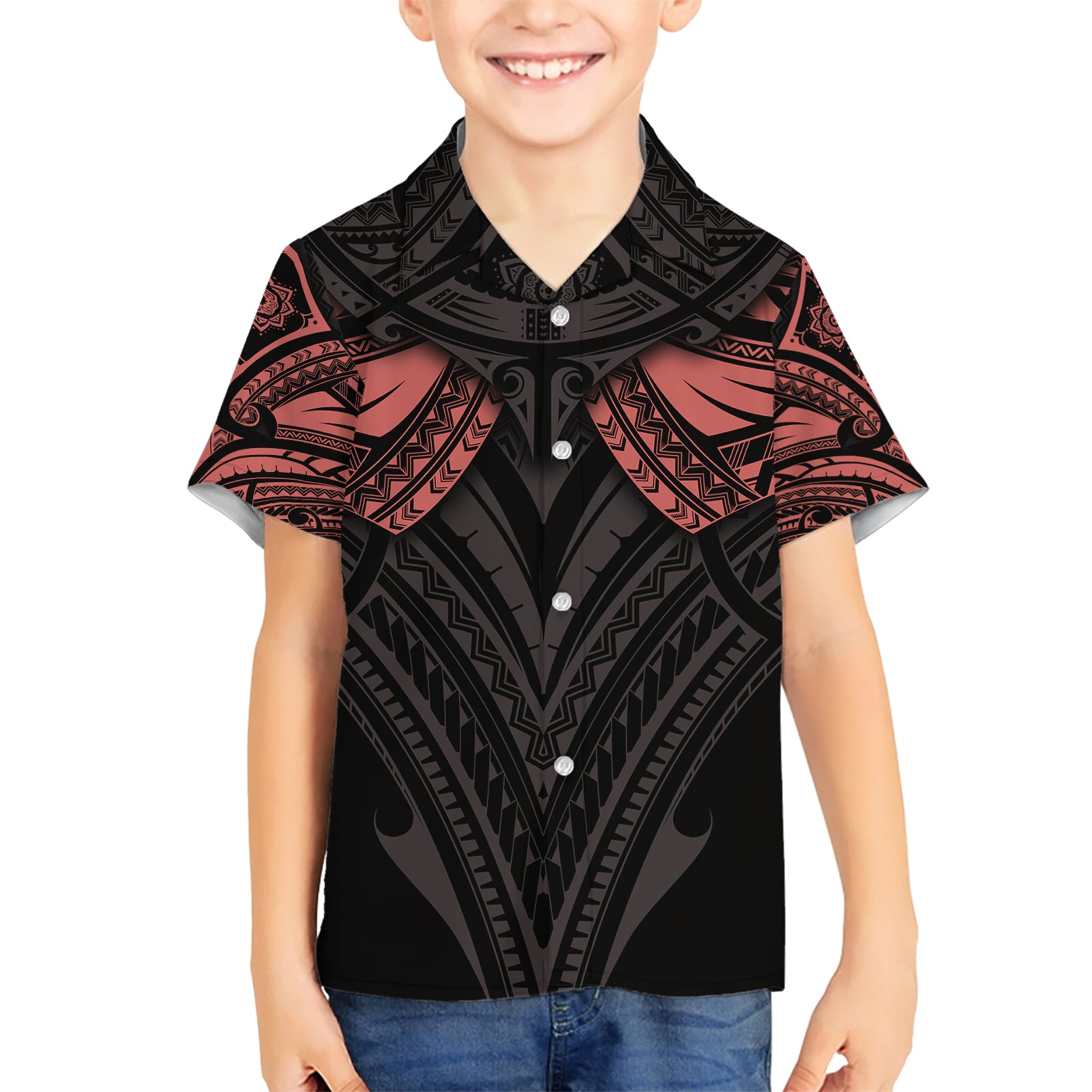 Feminine Polynesian Kid Hawaiian Shirt Mandala Tattoo Style - Wonder Print Shop