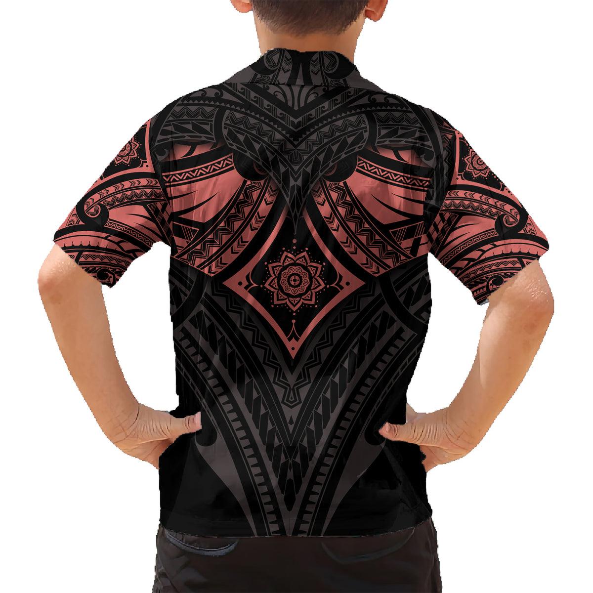 Feminine Polynesian Kid Hawaiian Shirt Mandala Tattoo Style - Wonder Print Shop