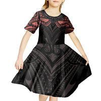 Feminine Polynesian Kid Short Sleeve Dress Mandala Tattoo Style - Wonder Print Shop