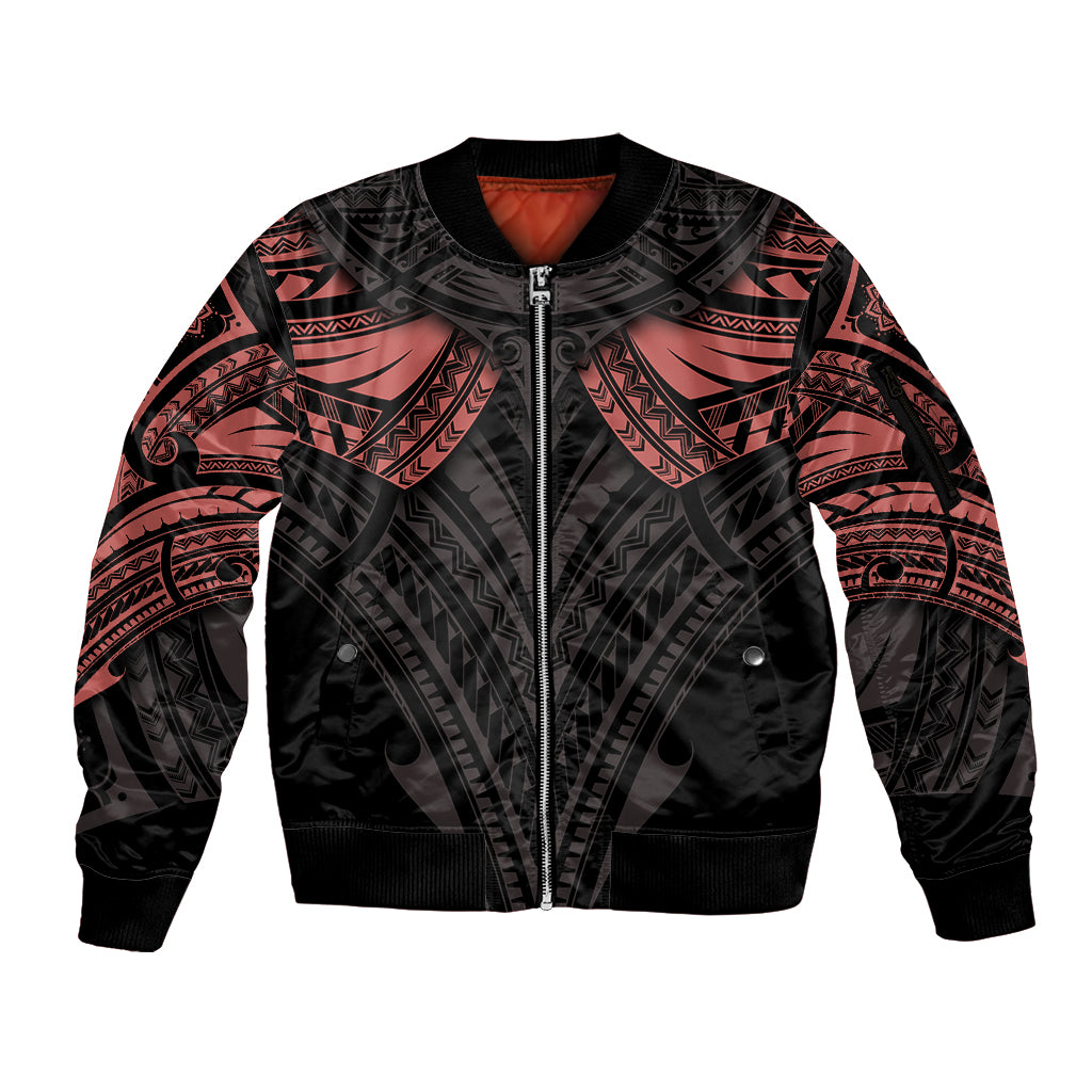Feminine Polynesian Sleeve Zip Bomber Jacket Mandala Tattoo Style - Wonder Print Shop