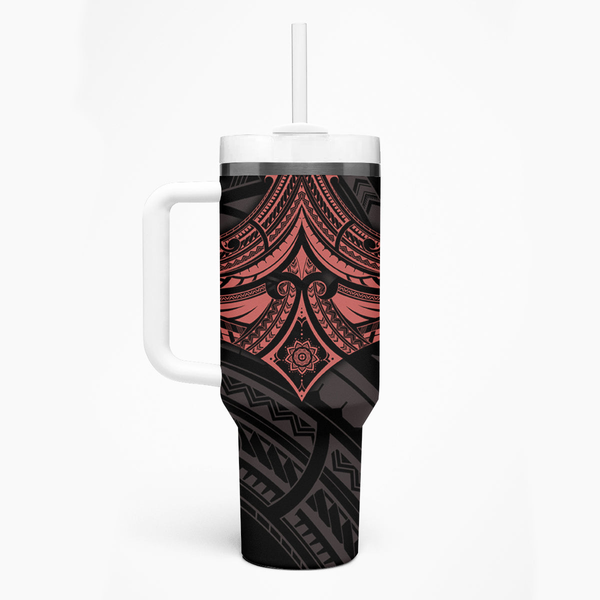 Feminine Polynesian Tumbler With Handle Mandala Tattoo Style - Wonder Print Shop