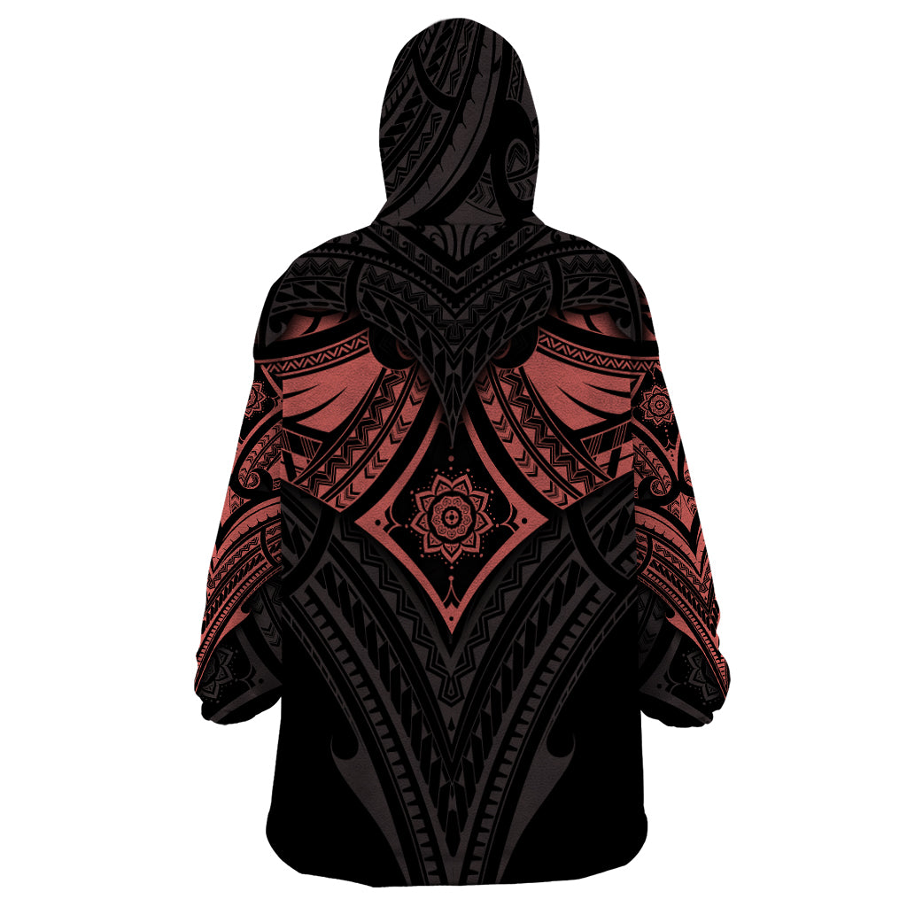 Feminine Polynesian Wearable Blanket Hoodie Mandala Tattoo Style - Wonder Print Shop